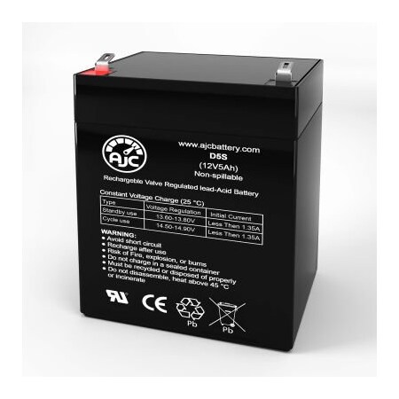 Battery Clerk AJC Ademco PWPS1242 Alarm Replacement Battery 5Ah, 12V, F1 AJC-D5S-I-0-186360